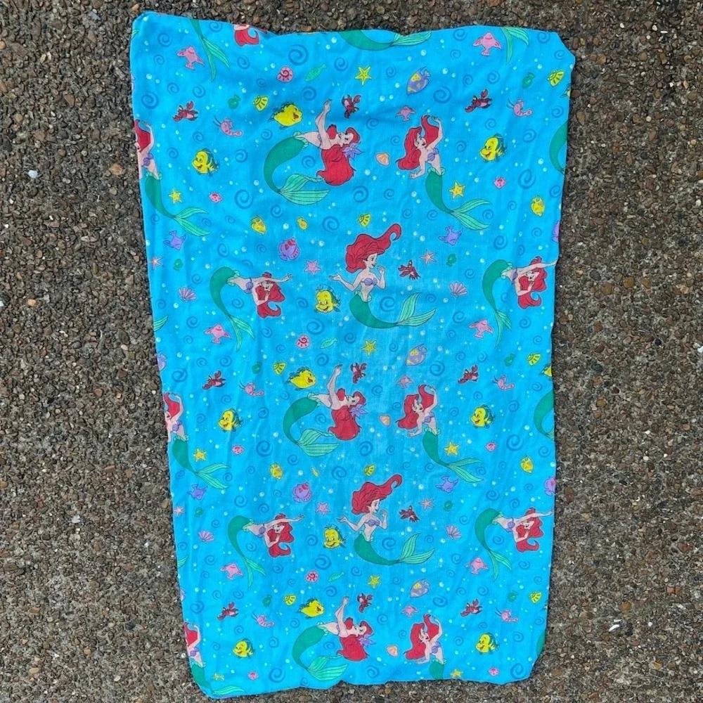 Vintage Dundee Disney Little Mermaid Ariel Fitted Crib Sheet Made in USA Blue